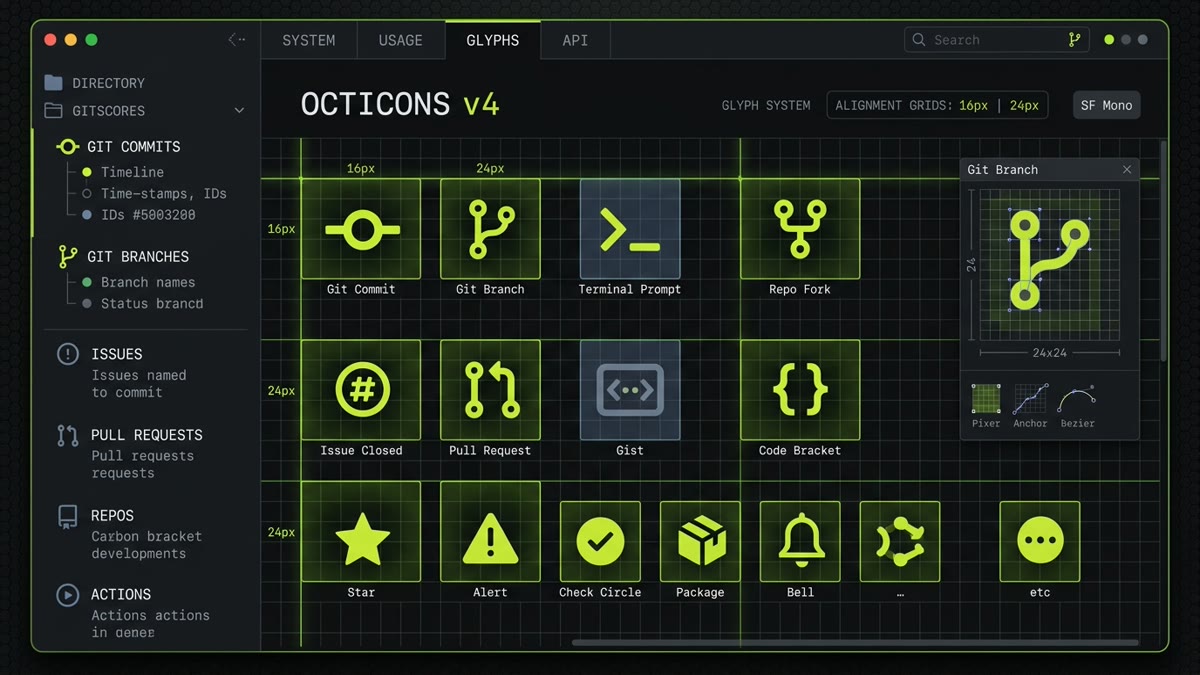 GitHub Octicons Vector Icon System Architecture