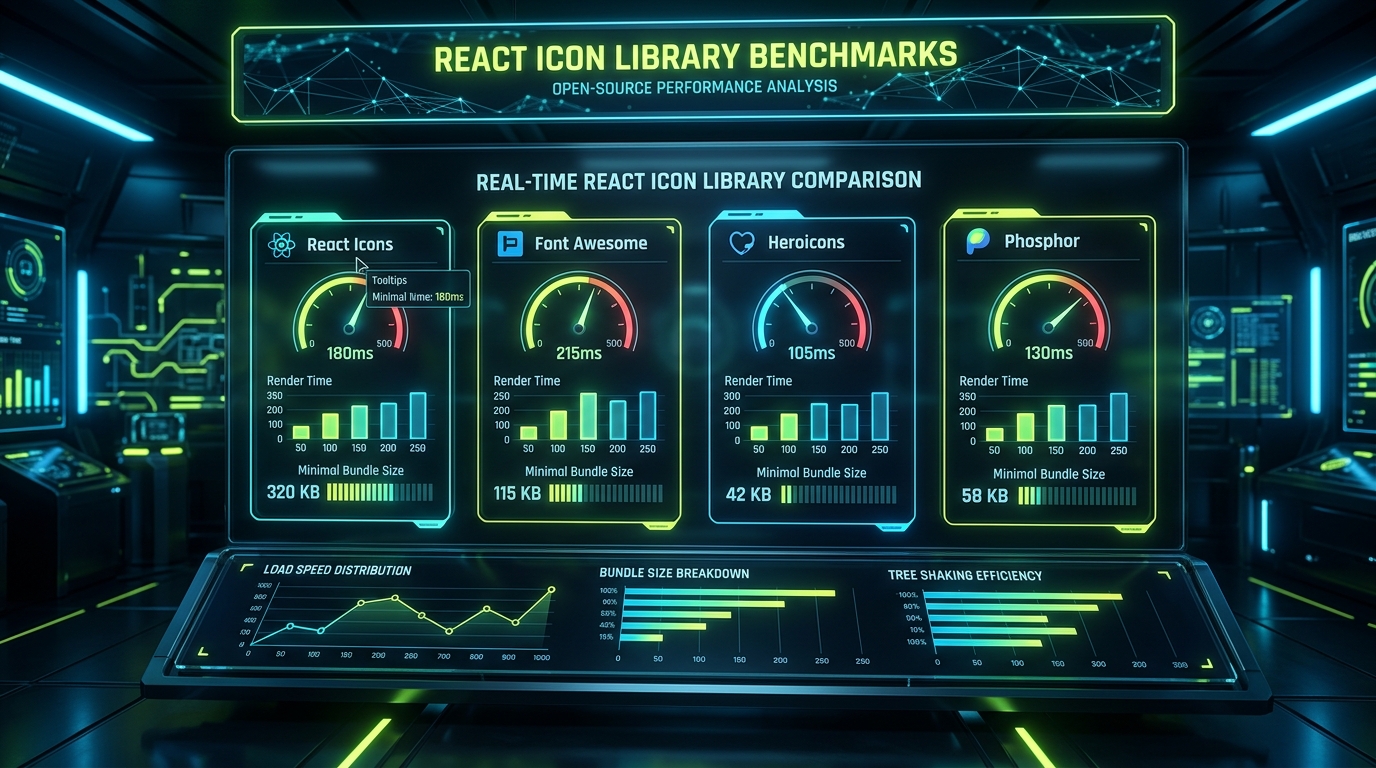 React icon libraries benchmark lab comparing bundle sizes and tree shaking performance