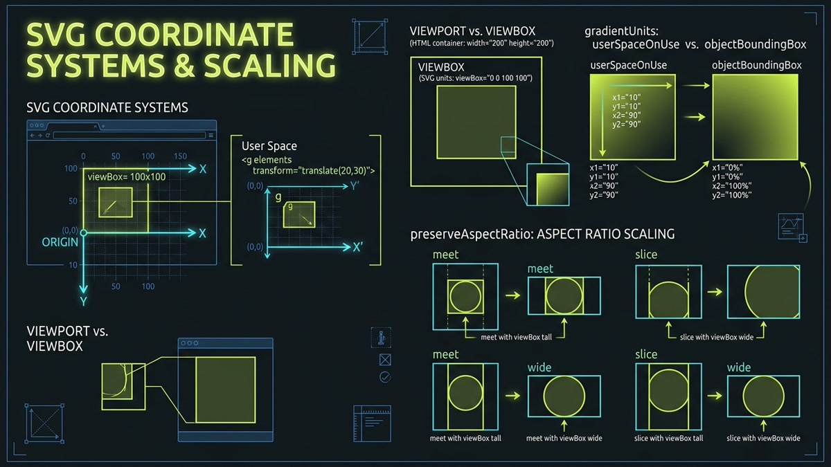 SVG Coordinate Systems, Viewport, ViewBox and Aspect Ratio Scaling Vector Graphic