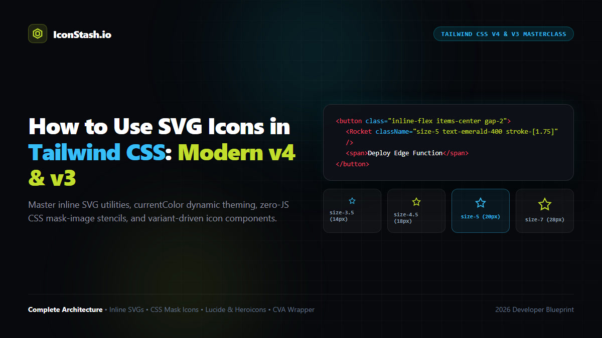 How to Use SVG Icons in Tailwind CSS: size utilities, currentColor theming, and mask-image icons